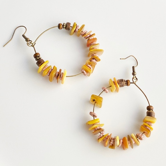 NEW "Canyon" Shell Round Earrings (yellow) - Picture 5 of 7